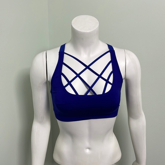 Victoria’s Secret Sport Cobalt Blue Strappy Cage Front Cutout Sports Bra medium - Picture 1 of 4